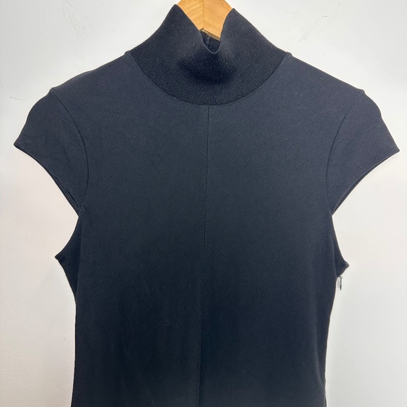 THEORY MOCK TURTLENECK CAP SLEEVE MIDI DRESS - Picture 4 of 7